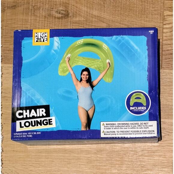 High Five Inflatable Lounge Chair Green Pool Float Swim Toys Floating Lake Beach - Picture 2 of 12